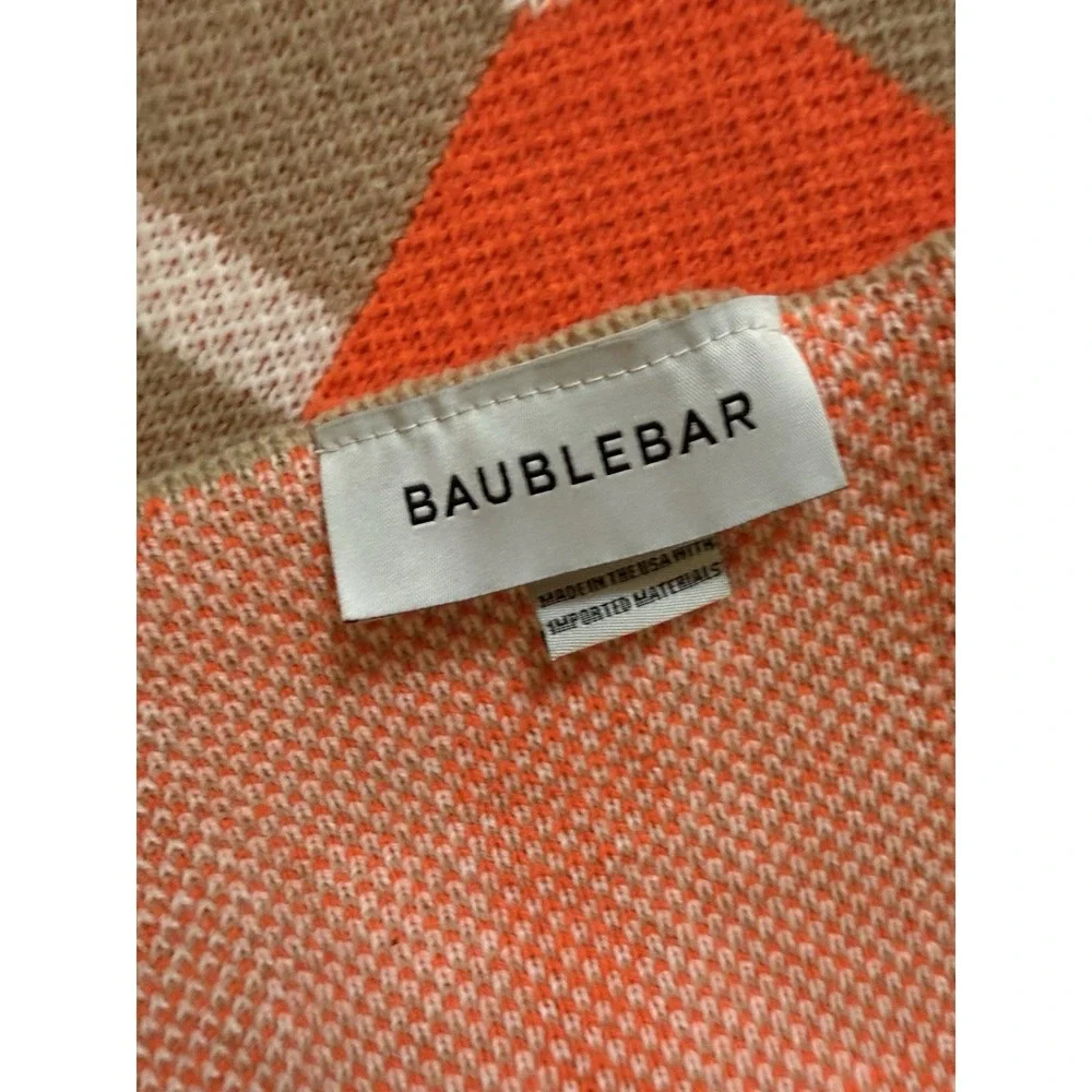 BAUBLEBAR Knitted Reversible Throw‎ Blanket Geometric G Orange/Pink/Gray 52x70